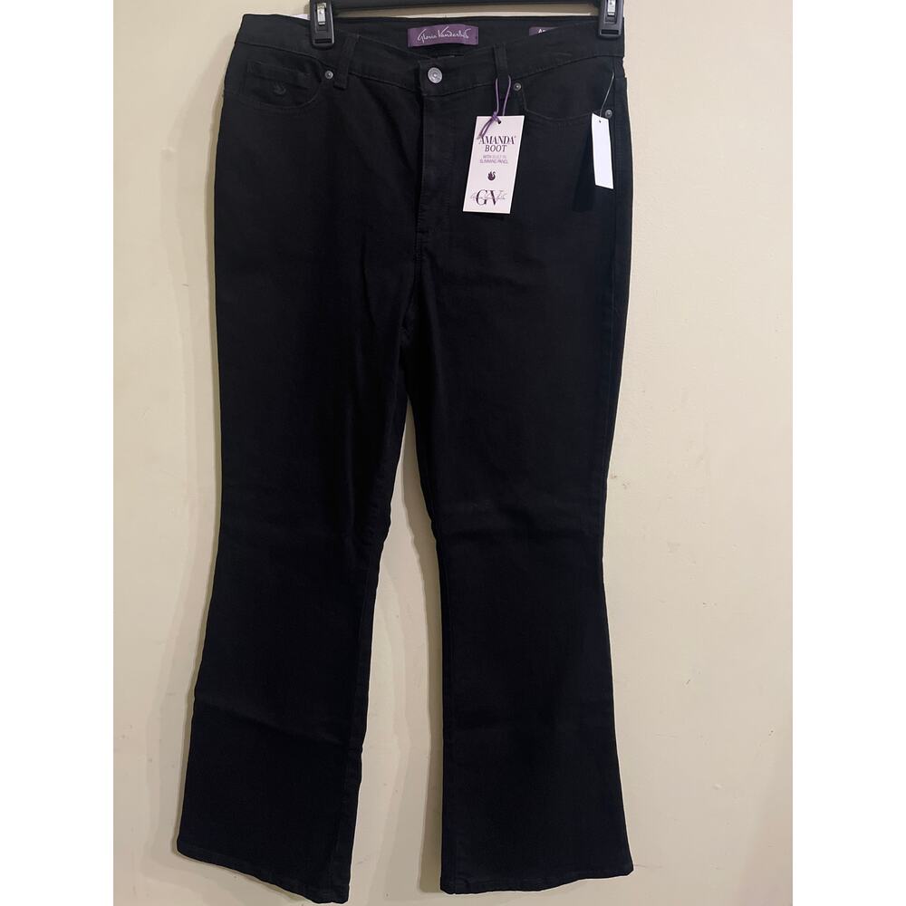 Gloria Vanderbilt Amanda Bootcut Jeans Women's 18 Black Rinse Slimming Panel